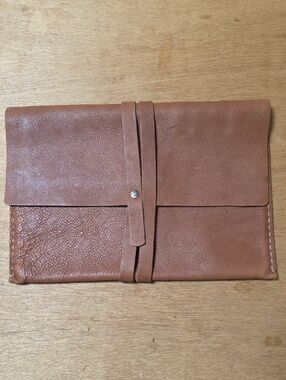 Tox Leather Handmade Goods Classic Brown Leather Envelope Clutch